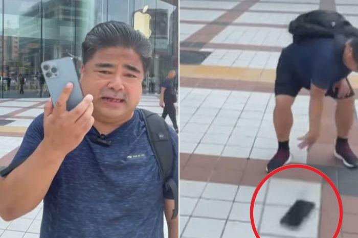 중국 배우 류진이 애플의 수리비에 분노해 자신의 아이폰을 부쉈다. 웨이보 캡처