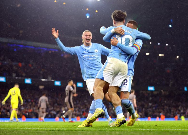 하지만 후반 35분 맨시티 잭 그릴리시가 역전골이 터졌다. 무리한 드리블이 압박에 의해 끊겼고, 홀란의 패스를 잭 그릴리시가 밀어넣으면서 역전골을 만들어냈다. [사진 = 뉴스1]