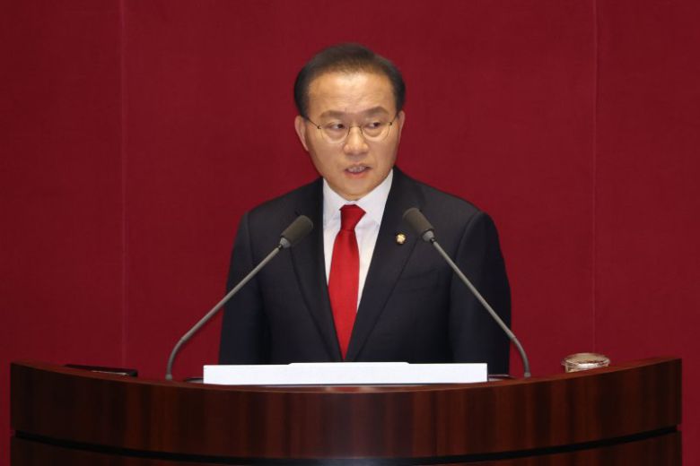 국민의힘 윤재옥 원내대표 교섭단체 대표연설 (서울=연합뉴스) 신준희 기자 = 국민의힘 윤재옥 원내대표가 21일 국회에서 열린 본회의에서 교섭단체 대표연설을 하고 있다. 2024.2.21 hama@yna.co.kr (끝)