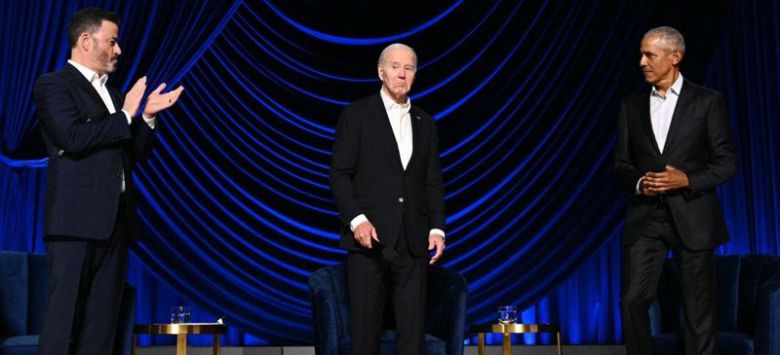 모금행사에 참석한 바이든 미 대통령과 오바마 전 미 대통령. AFP연합뉴스