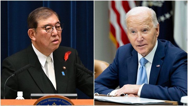 이시바 시게루 일본 총리(왼쪽)와 조 바이든 미국 대통령. 연합뉴스