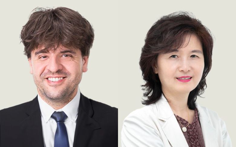 제18회 아산의학상 수상자인 기초의학부문 칼 다이서로스 교수(왼쪽)와 임상의학부문 안명주 교수. 아산사회복지재단 제공