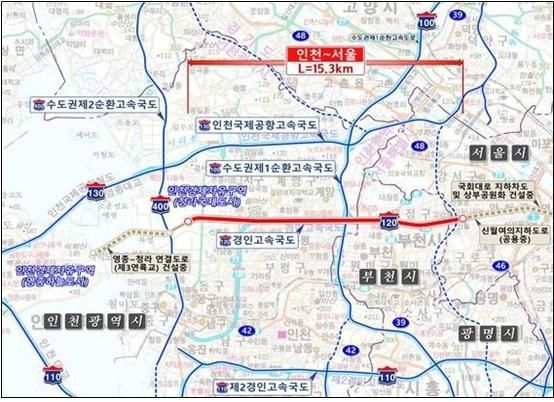 경인고속도로 지하화 사업 위치도. 인천시 제공.
