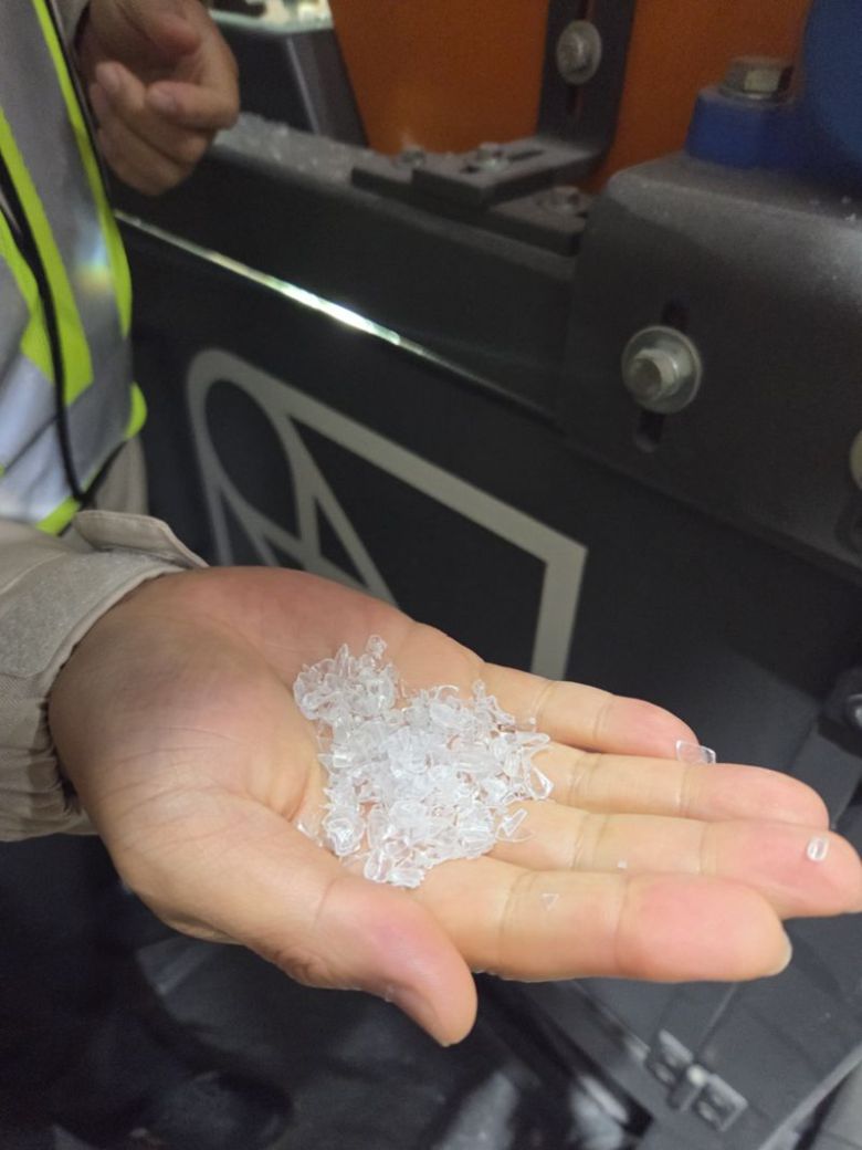 경기 시흥 삼양에코테크 시화공장에서 생산된 페트플레이크 모습. 사진=홍요은 기자