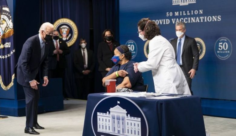 2021년 2월 백신접종 행사에 참석한 조 바이든 전 대통령. 출처=AFP연합뉴스