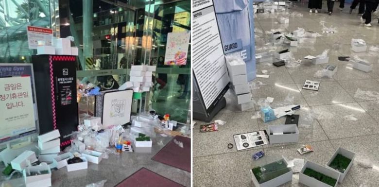 지드래곤 콘서트 현장에 나뒹구는 쓰레기들. 출처=온라인 커뮤니티