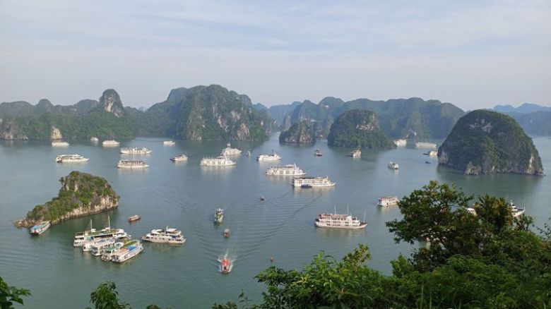 티톱 섬 정상에서 바라 본 하롱 베이의 모습. 사진=이환주 기자