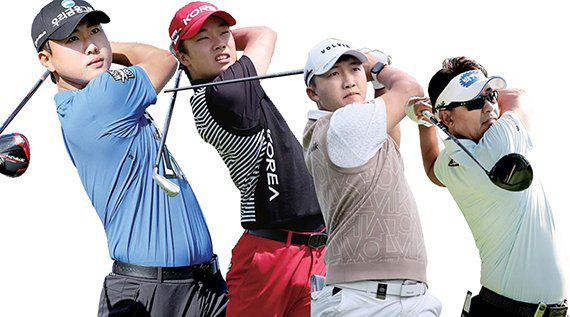 KPGA투어 시즌 개막전인 DB손해보험 프로미 오픈(총상금 10억원)이 17일부터 나흘 동안 강원도 춘천시 라비에벨 골프앤리조트 올드코스(파72)에서 펼쳐진다. 왼쪽부터 조우영, 송민혁, 김홍택, 박상현. KPGA 제공