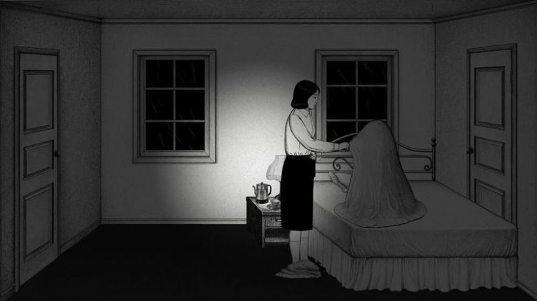 정유미 감독과 그가 연출한 단편 '안경' 보도스틸. 매치컷 제공