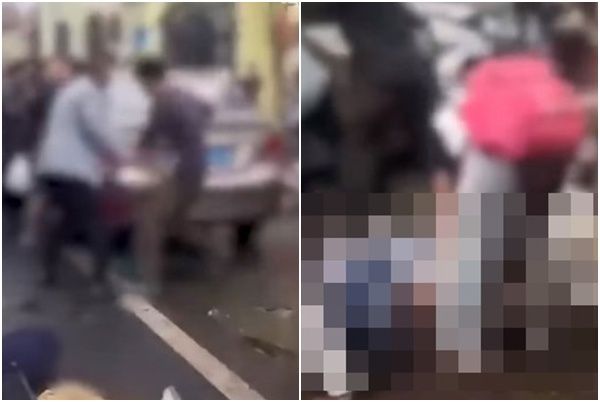 중국 초등학교 앞 차량돌진. 사진=말레이시아 광명일보 제공