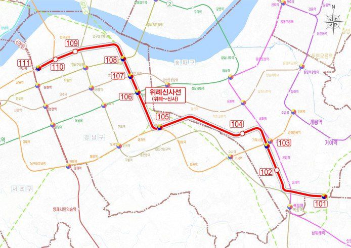 위례신사선 도시철도 노선도. 서울시 제공