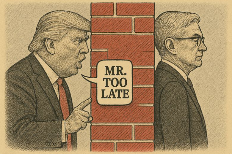 도널드 트럼프 미국 대통령이 8일(현지시간) 제롬 파월 연방준비제도(연준·Fed) 의장의 기준 금리 동결을 다시 비난했다. 이미지=챗GPT '이미지젠' 생성