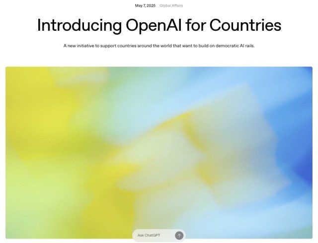 오픈AI 공식 블로그 OpenAI for Countries 갈무리 /사진=뉴스1