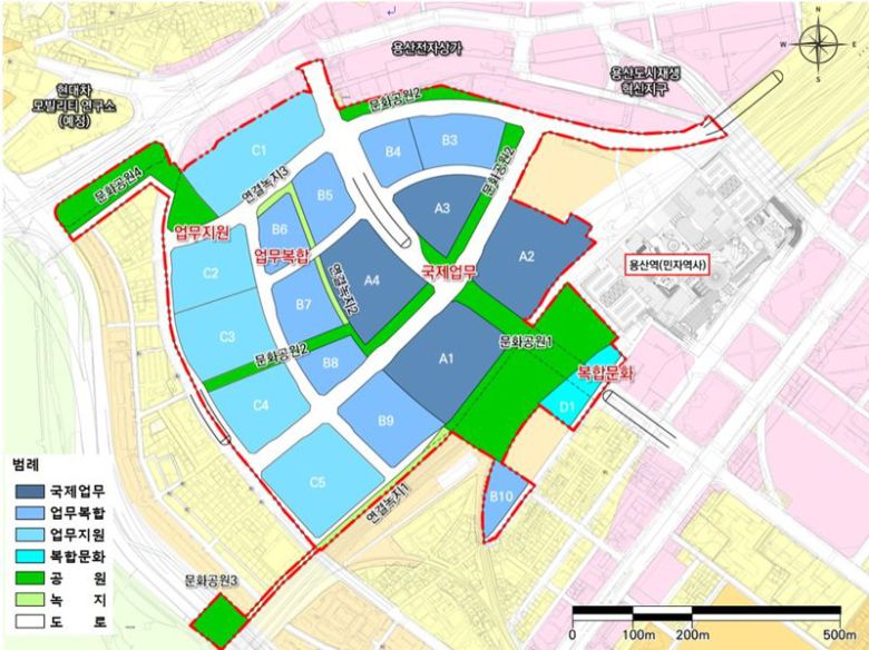 용산국제업무지구 토지이용계획. 서울시·용산구 제공