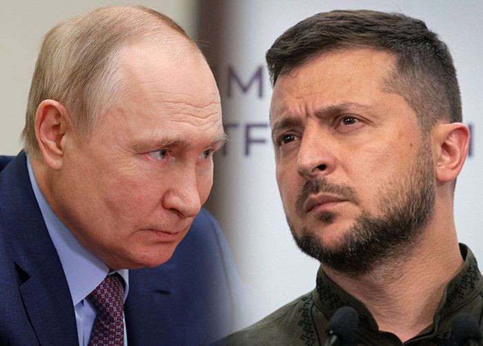 블라디미르 푸틴 러시아 대통령(왼쪽)과 볼로디미르 젤렌스키 우크라이나 대통령. 뉴시스
