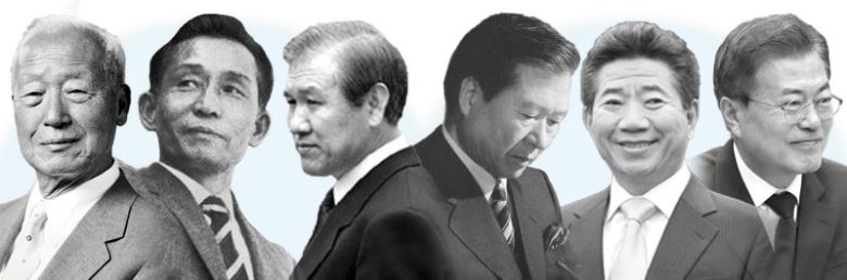 왼쪽부터 이승만, 박정희, 노태우, 김대중, 노무현, 문재인 전 대통령