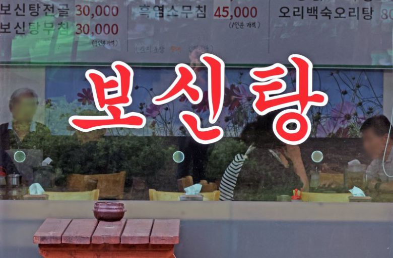 개식용종식법 시행일인 2024년 8월 7일 오전 경기 성남시 모란시장 인근 보신탕 식당에서 시민들이 식사를 하고 있다. '개의 식용 목적의 사육·도살 및 유통 등 종식에 관한 특별법 시행령안' 시행에 따라 정부는 오는 2027년 2월 7일까지 3년의 유예기간을 두고 개 식용 업계에 전·폐업을 지원한다. 뉴시스