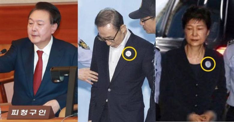 윤석열 전 대통령, 이명박 전 대통령, 박근혜 전 대통령의 재판 당시의 모습들.(왼쪽부터) 연합뉴스