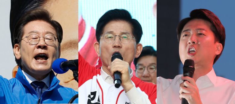 이재명 더불어민주당, 김문수 국민의힘, 이준석 개혁신당 대통령 후보가 공식 선거운동이 시작된 12일 각각 서울 청계광장, 대구 서문시장, 서울 청계광장에서 지지를 호소하고 있다. ⓒ News1 안은나 기자,박정호 기자,김민지 기자 /사진=뉴스1