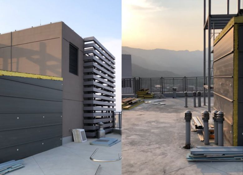 대공진지가 설치되고 있는 서울 시내 한 아파트 단지 옥상 전경. 사진=입주민 제공