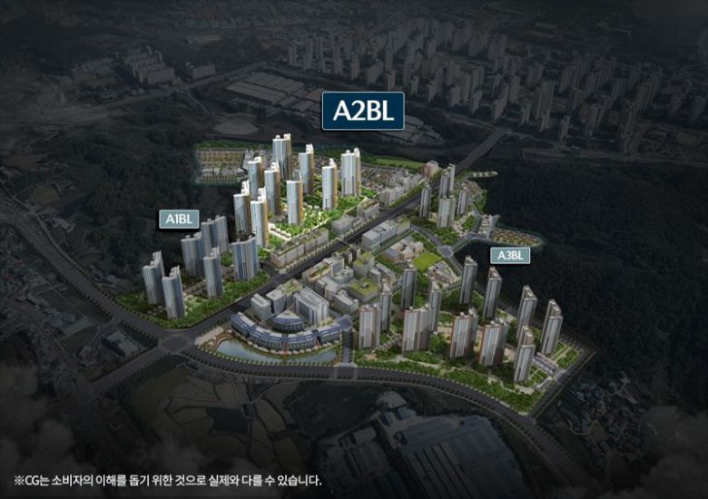 아산탕정자이 A1, A2, A3블록 전체 조감도. GS건설 제공