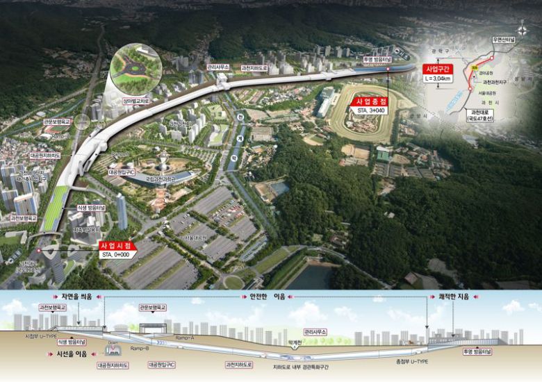 ‘과천 우면산간 도시고속화도로 이설(지하화) 공사’ 위치도. 태영건설 제공