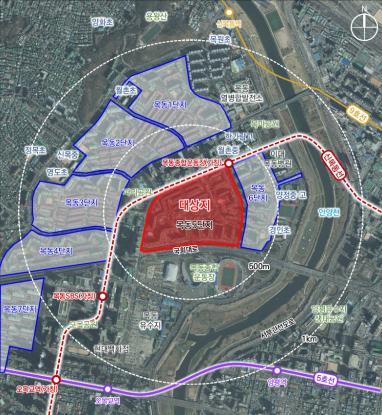 목동5단지 위치도. 서울시 제공                                    목동7단지 위치도. 서울시 제공                                    목동9단지 위치도. 서울시 제공