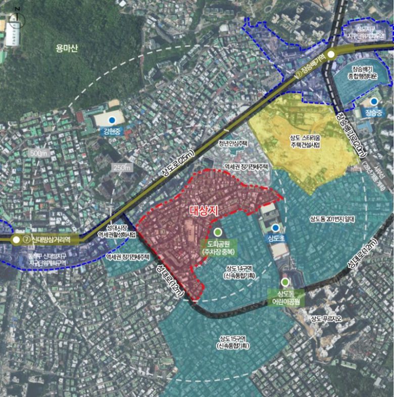 서울 동작구 상도동 242번지 일대 모아타운 구역 위치도. 동작구 제공