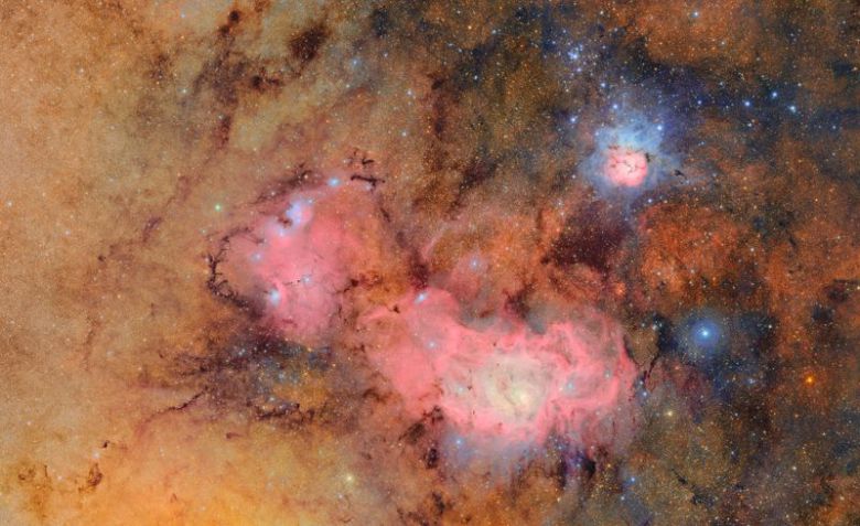 루빈천문대가 찍은 석호성운(Lagoon Nebula)과 삼엽성운(Trifid Nebula). 한국천문연구원 제공