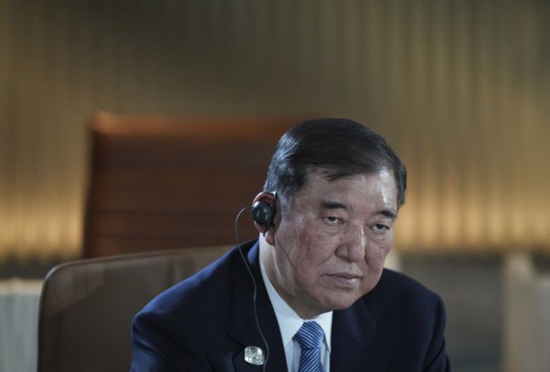 이시바 시게루 총리가 지난달 15일(현지시간) 캐나다 캐내내스키스 주요 7개국(G7) 실무 회의에 참석하고 있다. 뉴시스