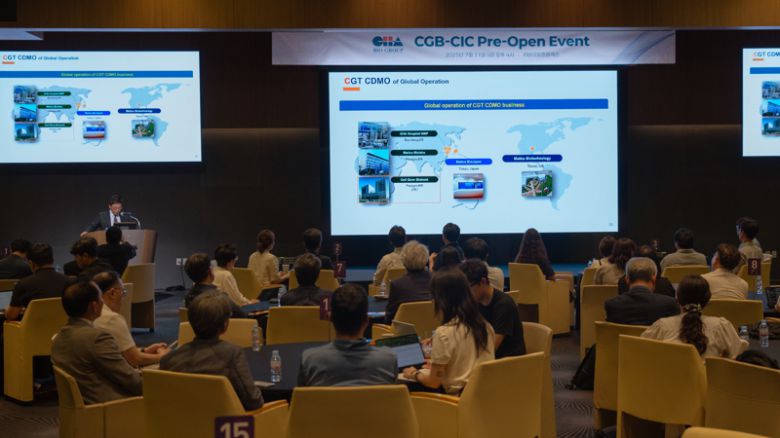 차바이오텍 한기원 사장이 CGB-CIC 오픈이노베이션센터의 비전을 소개하고 있다. 차바이오텍 제공