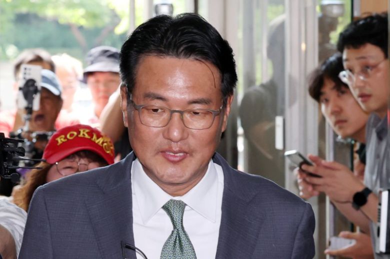 김태효 전 국가안보실 1차장이 11일 오후 서울 서초구 순직 해병 특별검사팀 사무실로 출석하고 있다. /사진=뉴시스