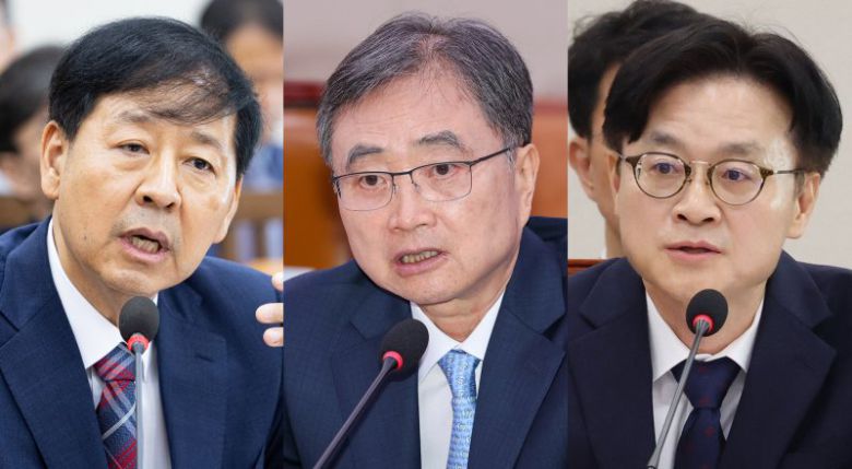 구윤철 경제부총리 겸 기획재정부 장관 후보자(왼쪽부터), 조현 외교부 장관 후보자, 김정관 산업통상자원부 장관 후보자. 사진=뉴스1