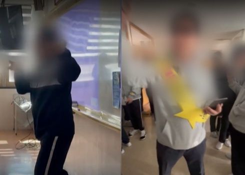 교실에서 춤을 추고 있는 A씨의 모습. 출처=JTBC '사건 반장'