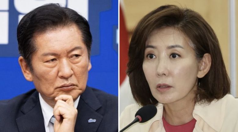 정청래 더불어민주당 대표(왼쪽), 나경원 국민의힘 의원 /뉴시스, 뉴스1