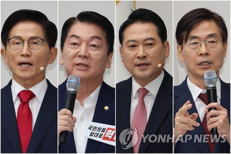 국힘 전대 본선 진출한 김문수·안철수·장동혁·조경태(왼쪽부터). /사진=연합뉴스