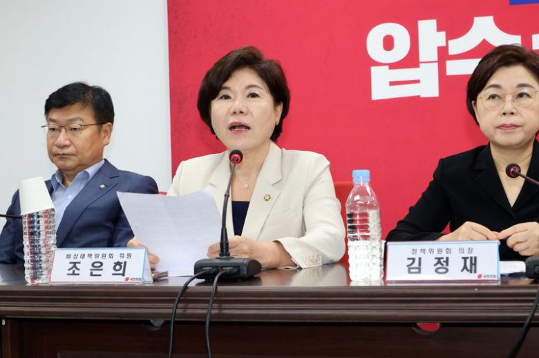 조은희 국민의힘 비상대책위원은 18일 서울 여의도 중앙당사에서 열린 비상대책위원회의에서 발언을 하고 있다. 사진=박범준 기자