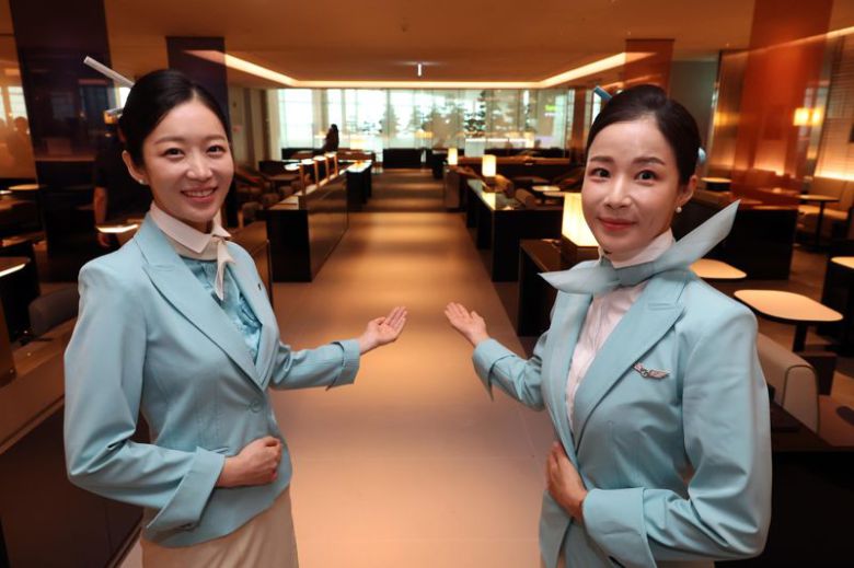 대한항공이 14일 인천국제공항 제2여객터미널에 신규 라운지 마일러 클럽을 공개하고 있다. 사진=박범준 기자