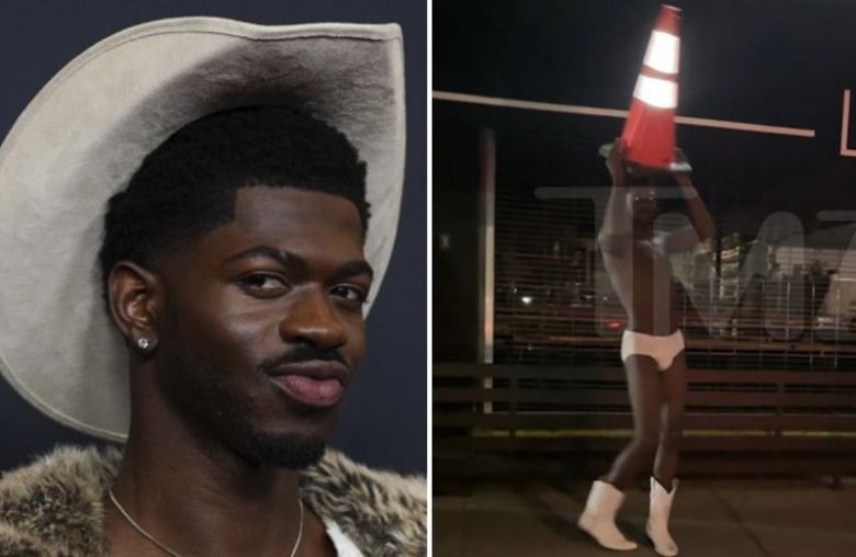 릴 나스 엑스(왼쪽), 릴 나스 엑스가 흰색 속옷과 카우보이 부츠만 착용한 채 LA 거리를 돌아다니고 있다. /사진=연합뉴스, TMZ, 뉴시스