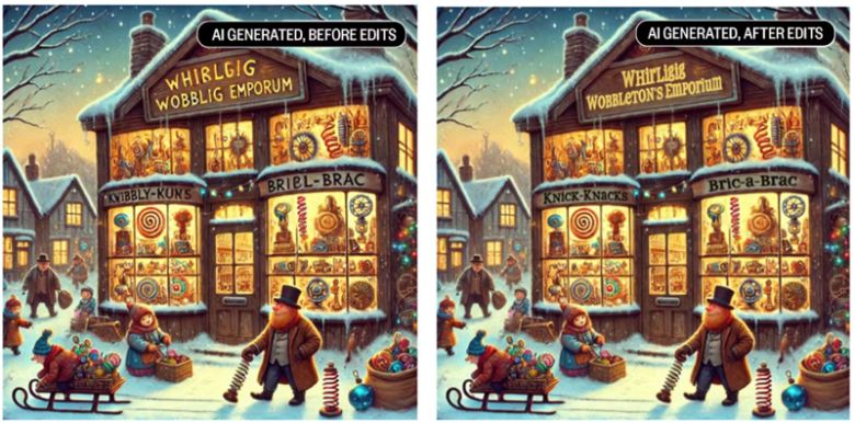 프리랜서 그래픽 디자이너인 리사 카스텐스가 AI로 생성한 이미지(왼쪽)를 고객 의뢰로 수정한 모습. 리사 가스텐스 제공. /사진=NBC뉴스