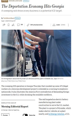 월스트리트저널 사설. WSJ 홈페이지 갈무리