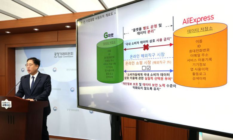 공정거래위원회 이병건 기업거래결합심사국장이 18일 정부세종청사 공정위 기자실에서 지마켓과 알리익스프레스의 기업결합 승인 배경을 설명하고 있다. 연합뉴스