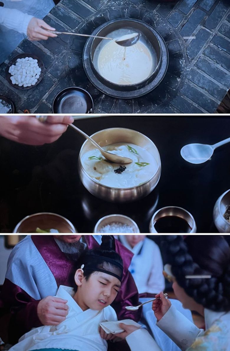 지난 21일 tvN에서 방영한 '폭군의셰프'에는 저혈당 증상을 보이는 어린 대군의 기력을 회복시키기 위해 조랭이떡과 밀가루로 만든 수제비를 보양식으로 먹이는 모습이 나온다. /사진=tvN '폭군의셰프' 화면 캡처
