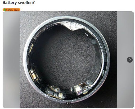 지난 6월 '갤럭시 링이 부풀어 올랐다'며 레딧에 올라온 갤럭시 링 사진. /사진=레딧 캡처