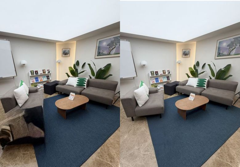 아이폰 17 프로 맥스(왼쪽)와 갤럭시 S25 울트라 AI 지우개 사용 후 사진. 사진=구자윤 기자