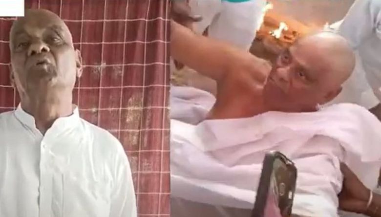 '가짜 장례식'을 마친 인도 남성이 화장 직전 일어나는 모습. /사진=프리프레스저널, 뉴시스