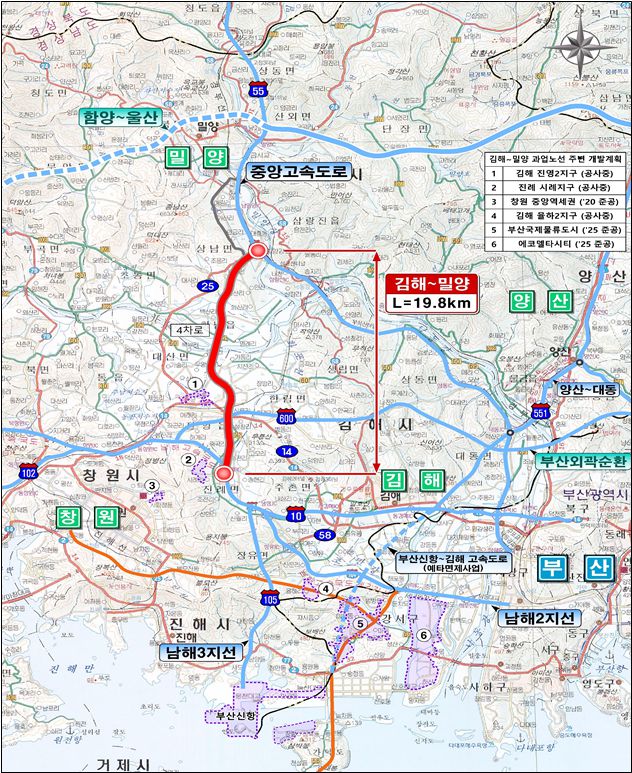 김해-밀양 고속도로 신설사업 위치도. 국토교통부 제공