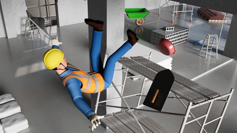 이동식 비계 사용 중 발생할 수 있는 추락 사고 예방 영상. 국토안전관리원 제공