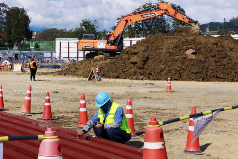 지난달 29일 SK에코플랜트가 시공 중인 SK AI 데이터센터 울산 현장에서 근로자들이 기초 공사 작업을 하고 있다. SK그룹 제공