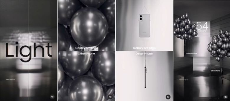 삼성전자가 지난 5월 갤럭시 S25 엣지의 가벼운 무게를 알리기 위해 '다른 휴대폰'의 성능을 비교하며 SNS에 올린 광고. /사진=삼성전자 인스타그램 계정 캡처